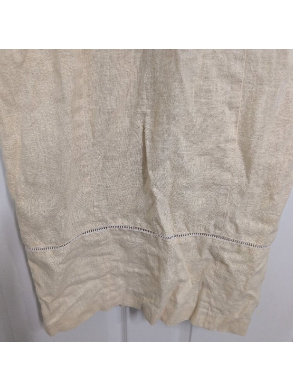 Vintage 100% Linen Midi Shirt Dress Womens Size Medium Yellow Minimalist Cottage - Picture 14 of 14
